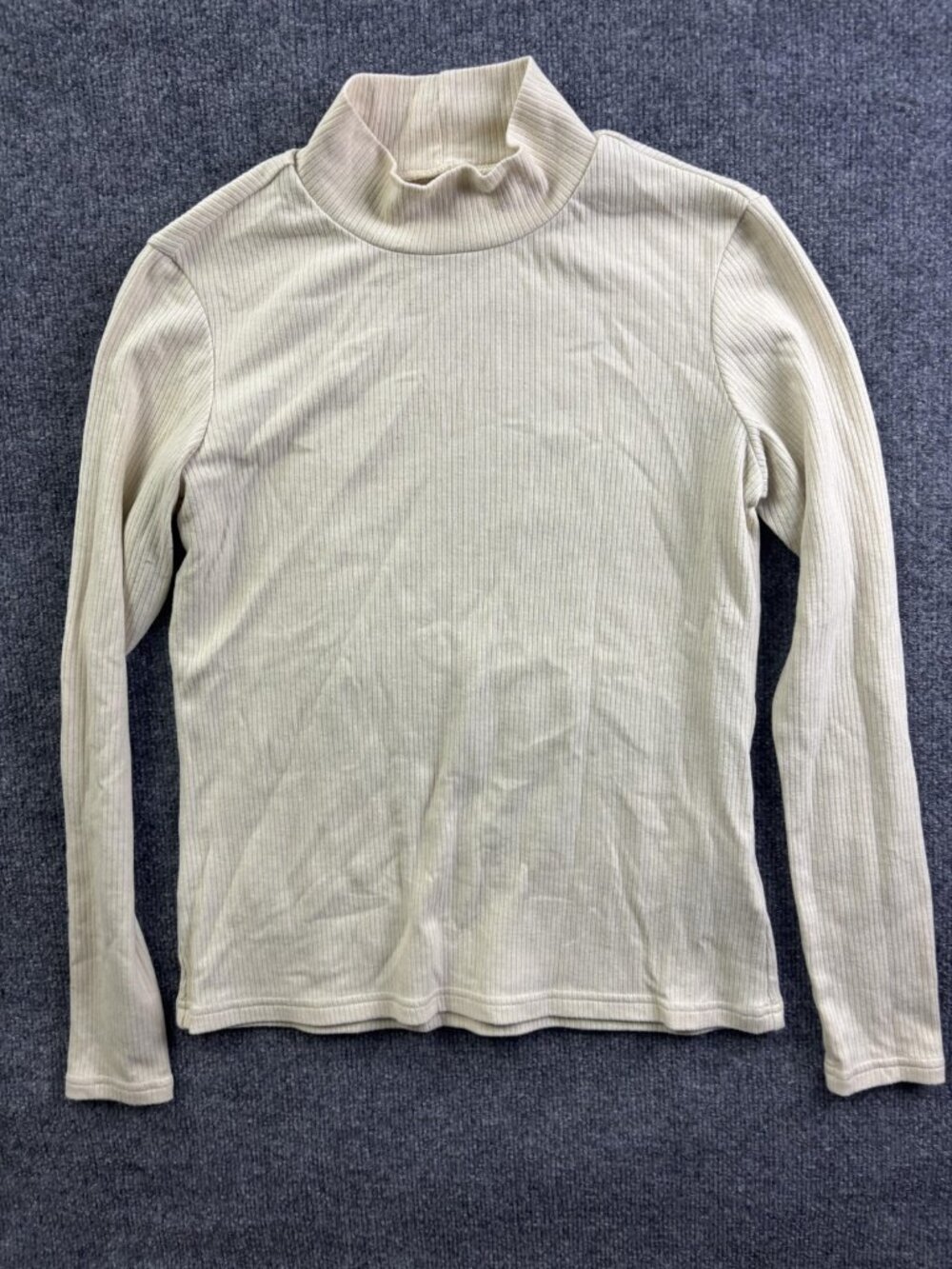 Kuhl Shirt Womens Medium White Ribbed Turtleneck Long Sleeve Knit Top Stretch